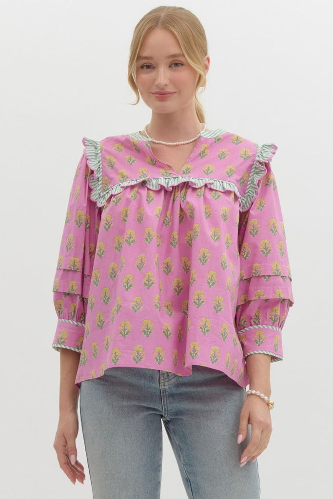 Camille Floral Blouse Clothing Peacocks & Pearls