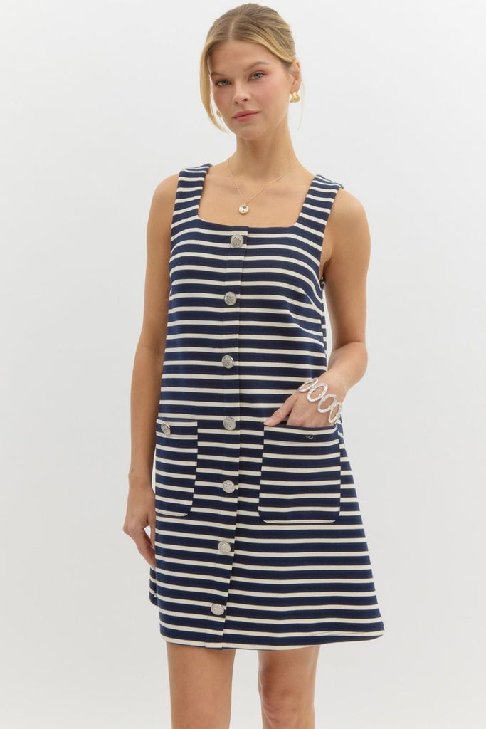 See My Stripes Dress Clothing Peacocks & Pearls Navy S