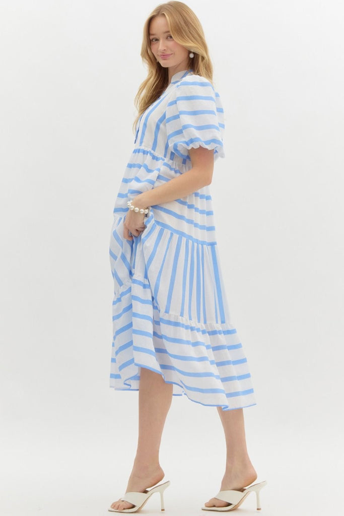 Sarah Stripe Midi Clothing Peacocks & Pearls