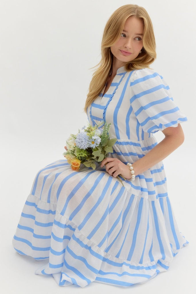 Sarah Stripe Midi Clothing Peacocks & Pearls