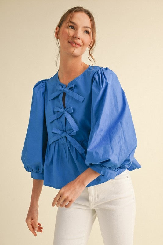Pretty In Poplin Top Clothing Peacocks & Pearls Royal Blue S