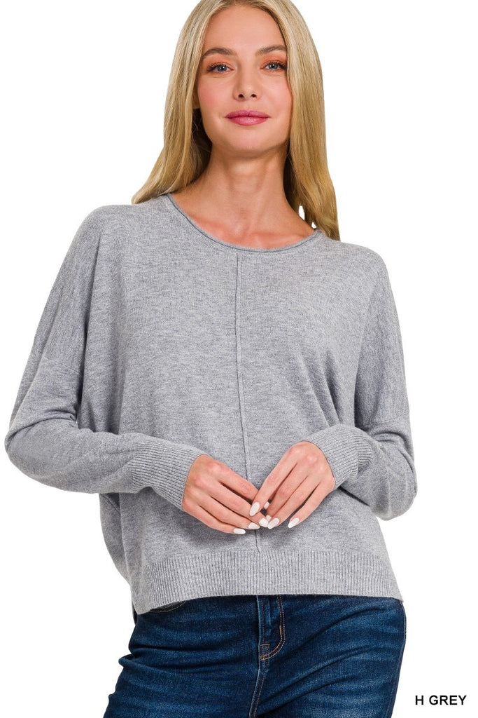 Sadie Round Neck Sweater Clothing Peacocks & Pearls Heather Grey S