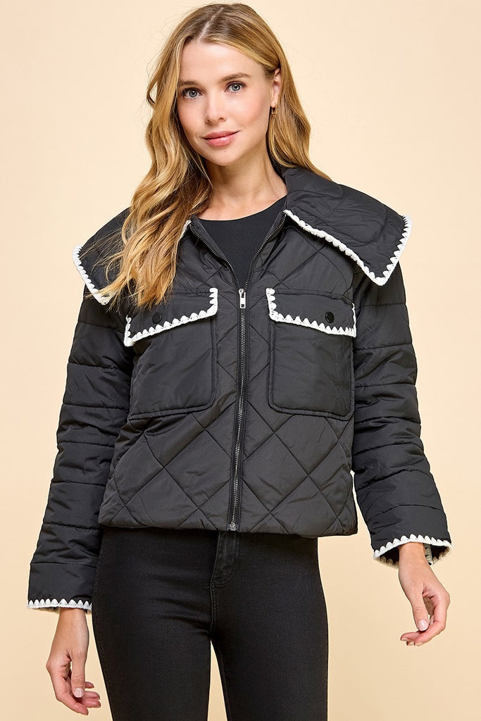 Quilted Cutie Jacket Clothing Peacocks & Pearls Black S