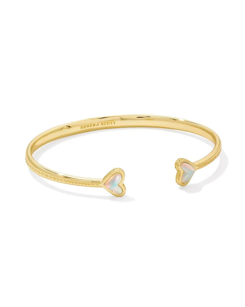 Framed Ari Heart Cuff Bracelet Jewelry Kendra Scott Gold White Opalescent