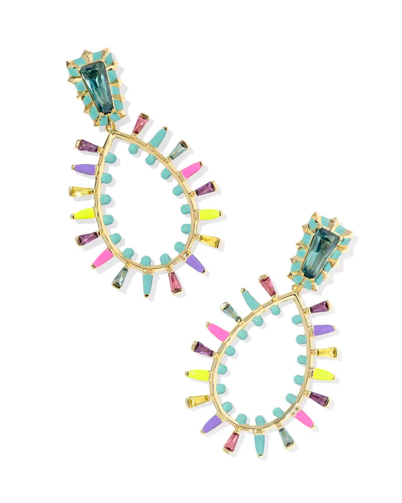 Kelsey Statement Earrings Jewelry Kendra Scott Gold Multi Mix  