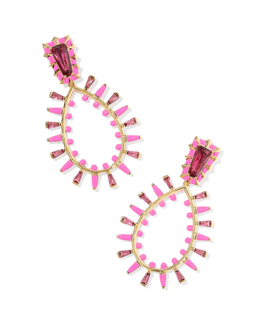 Kelsey Statement Earrings Jewelry Kendra Scott Gold Pink Mix  