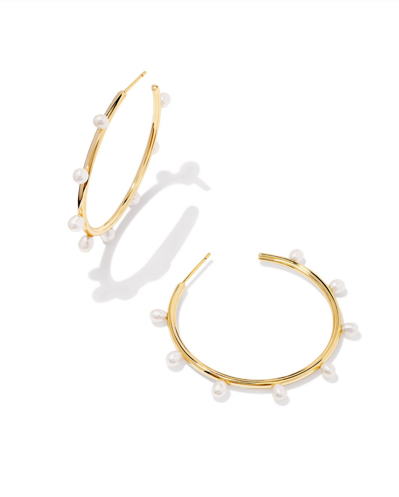 Leighton Pearl Hoop Jewelry Kendra Scott Gold  