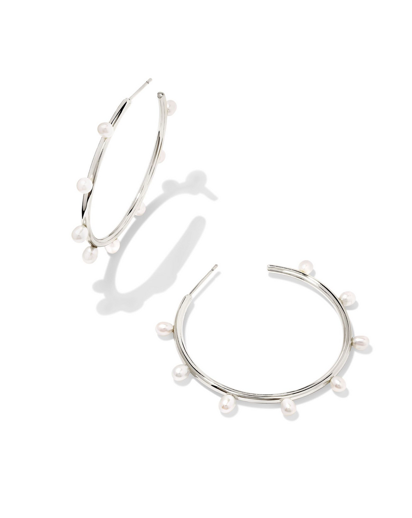 Leighton Pearl Hoop Jewelry Kendra Scott Silver  