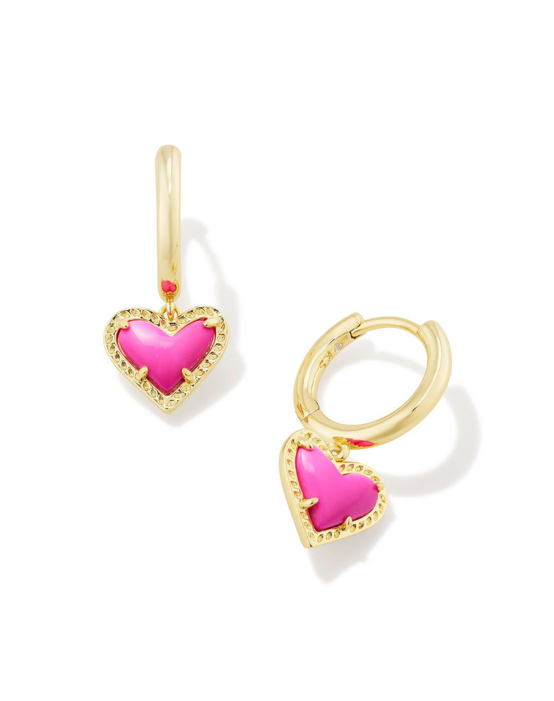 Ari Heart Huggie Jewelry Kendra Scott Gold Neon Pink  