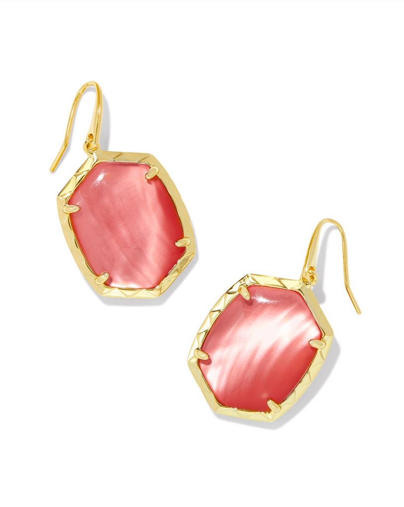 Daphne Drop Earring Jewelry Kendra Scott Gold Coral Pink Mother of Pearl  