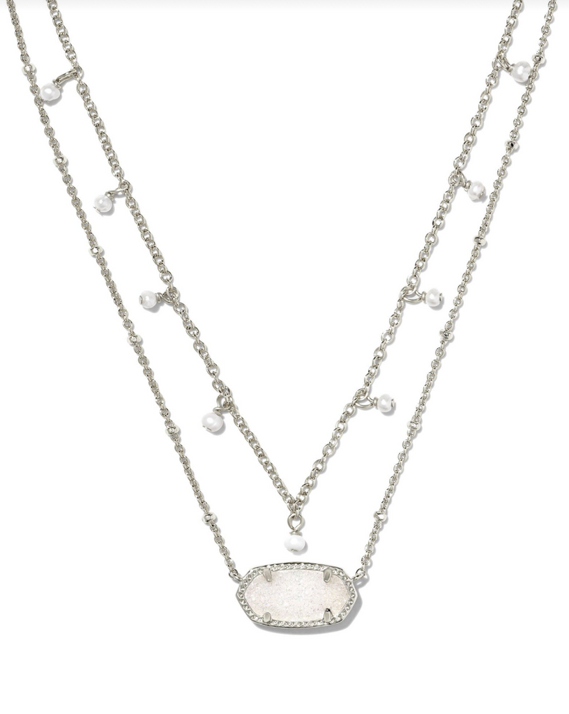 Elisa Pearl Multi Strand Necklace Jewelry Kendra Scott Silver Iridescent Drusy  