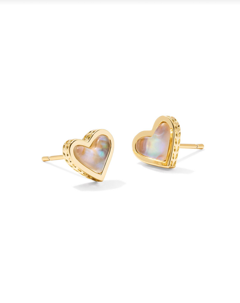 Framed Ari Heart Studs Jewelry Kendra Scott Gold Iridescent Abalone  