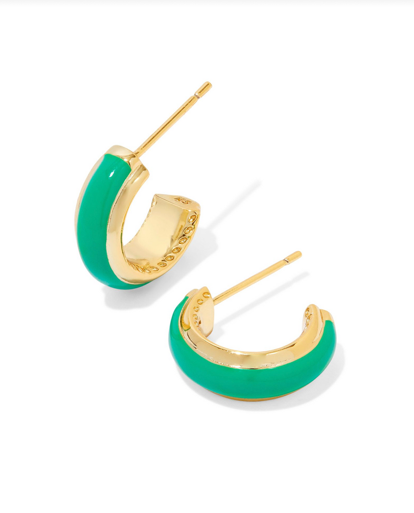 Ainsley Huggie Jewelry Kendra Scott Gold Green  