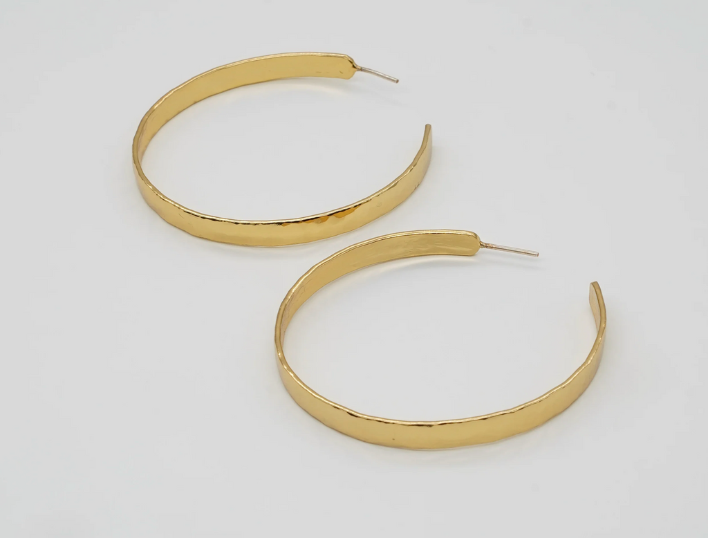 Statement Hammered Hoops Jewelry Peacocks & Pearls Gold  