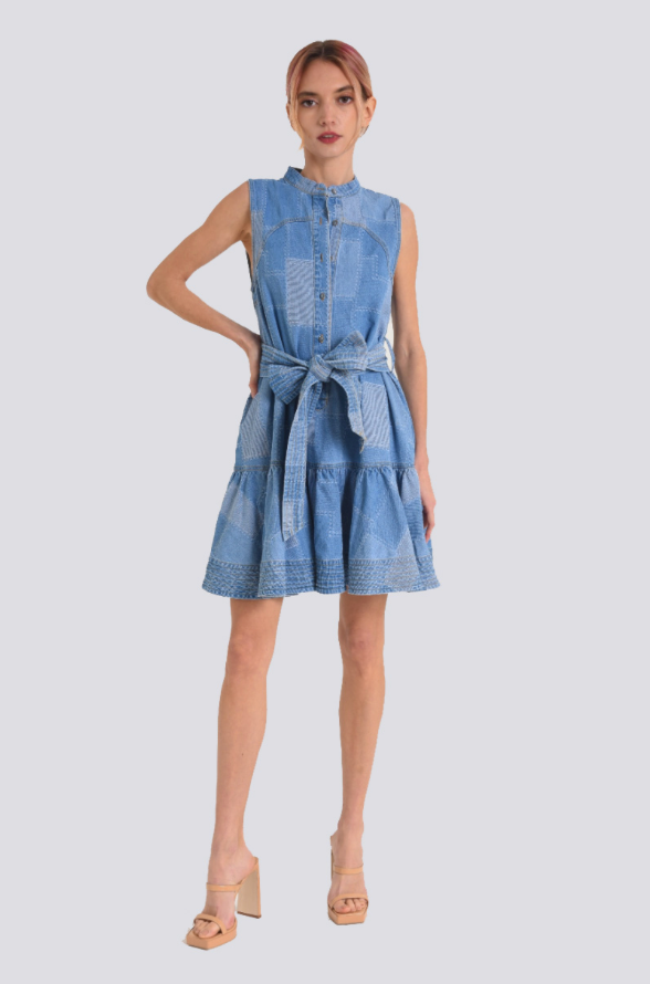 Elly Denim Dress Clothing Peacocks & Pearls   