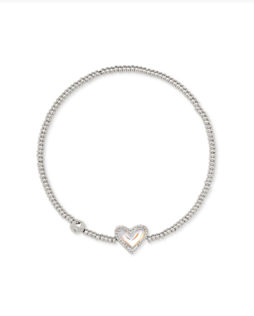 Ari Heart Stretch Bracelet Jewelry Kendra Scott Silver Dichroic Glass  