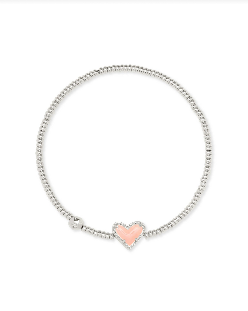 Ari Heart Stretch Bracelet Jewelry Kendra Scott Silver Rose Quartz  