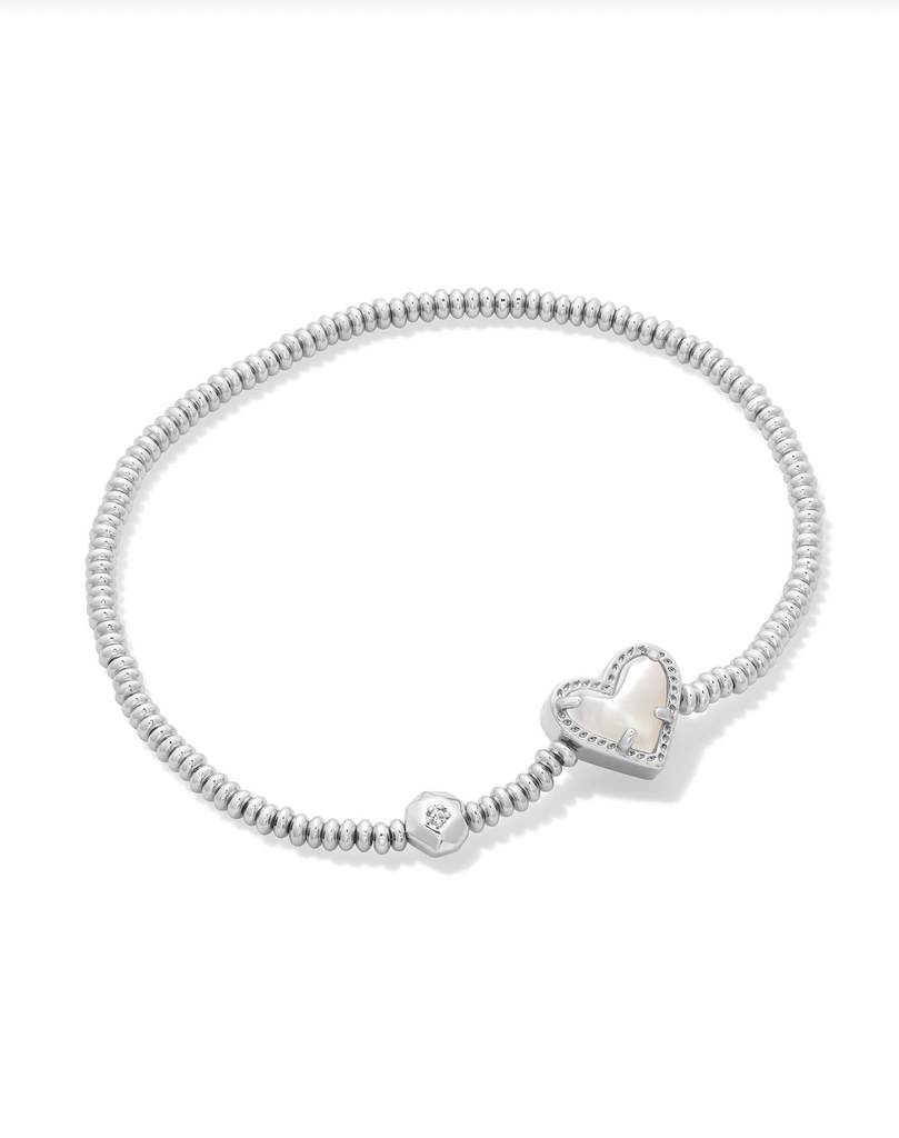 Ari Heart Stretch Bracelet Jewelry Kendra Scott Silver Mother of Pearl  