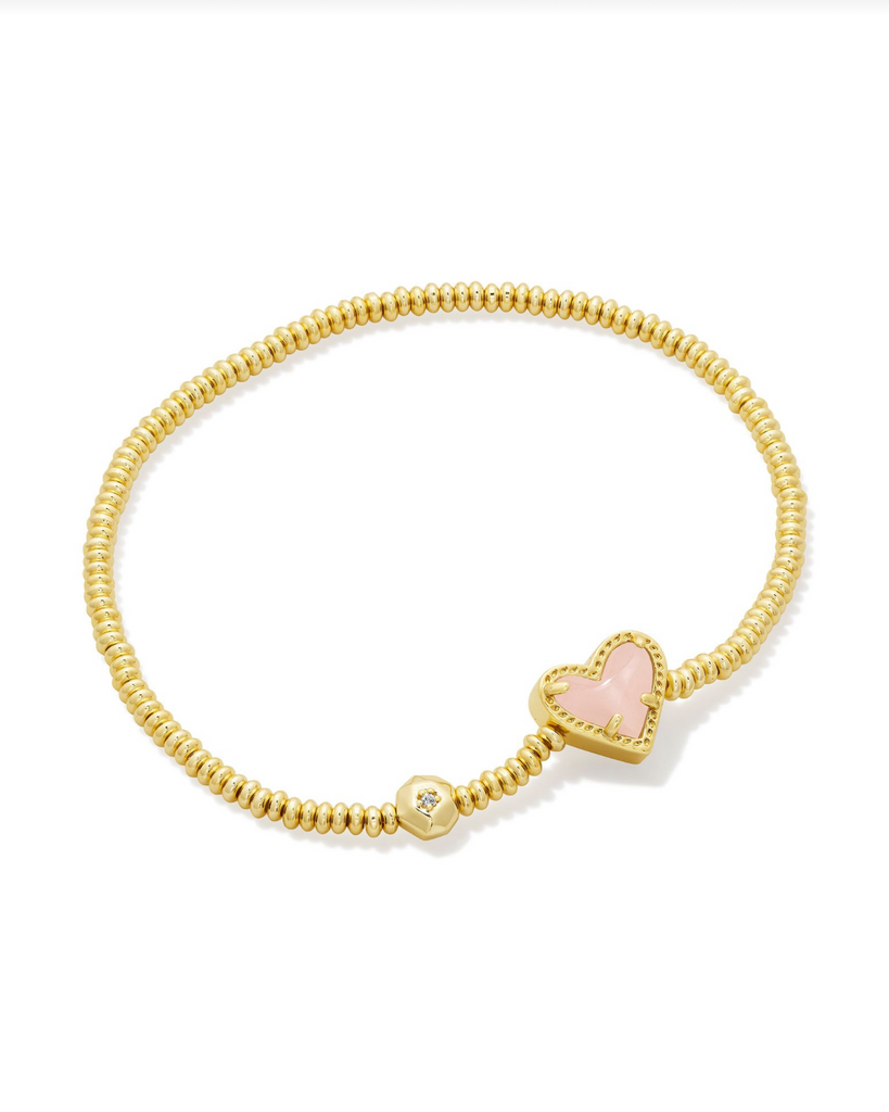 Ari Heart Stretch Bracelet Jewelry Kendra Scott Gold Rose Quartz  