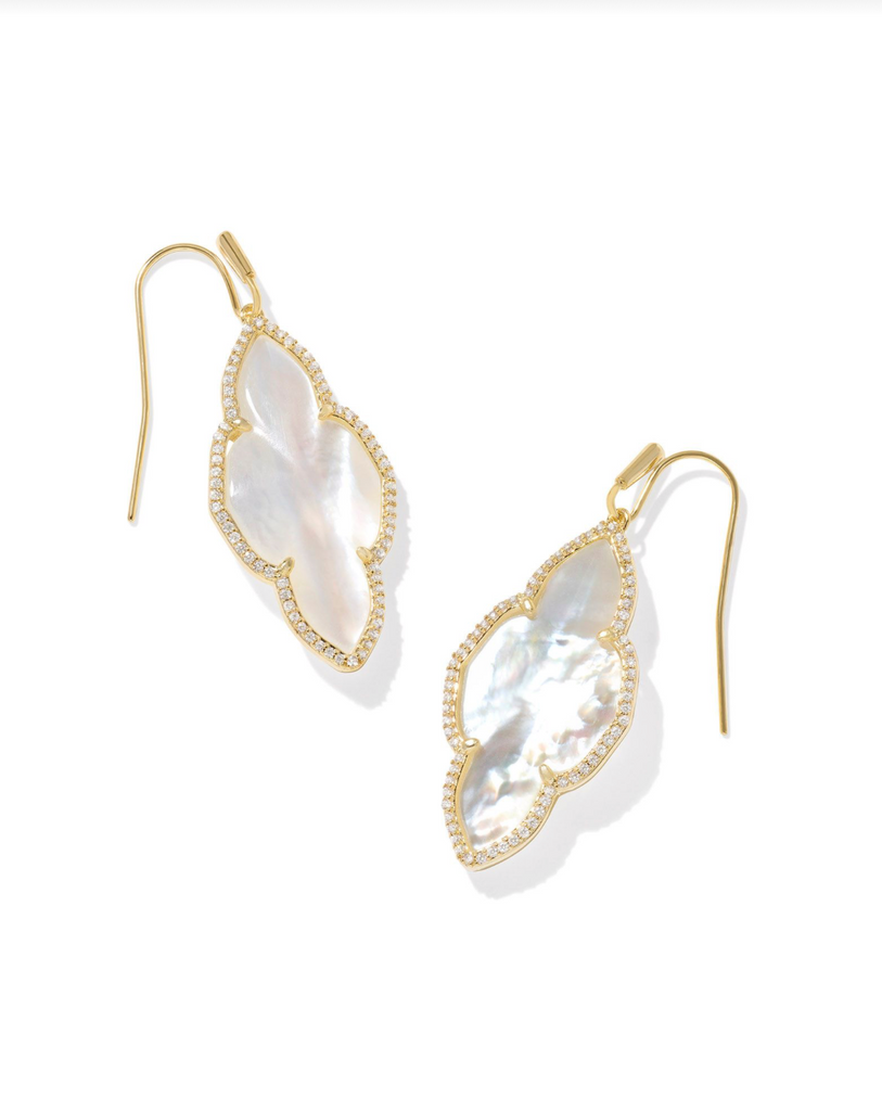 Abbie Pave Frame Drop Earring Jewelry Kendra Scott Gold Ivory Mother of Pearl  