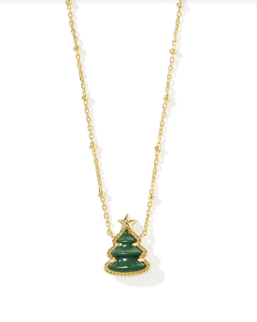 Holiday Tree Pendant Jewelry Kendra Scott Gold Green Quartzite  