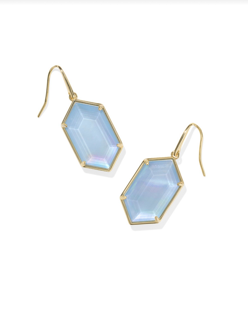 Hallie Drop Earring Jewelry Kendra Scott Gold Sky Blue Mother of Pearl