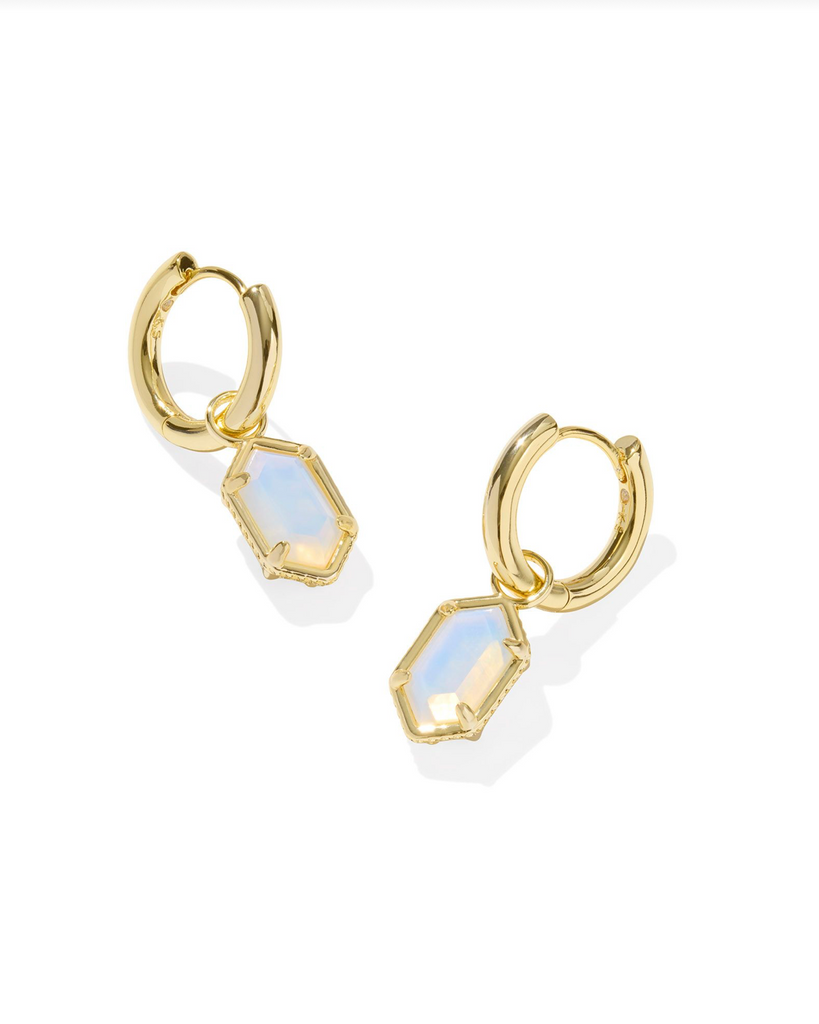 Hallie Huggie Jewelry Kendra Scott Gold Opalite Illusion