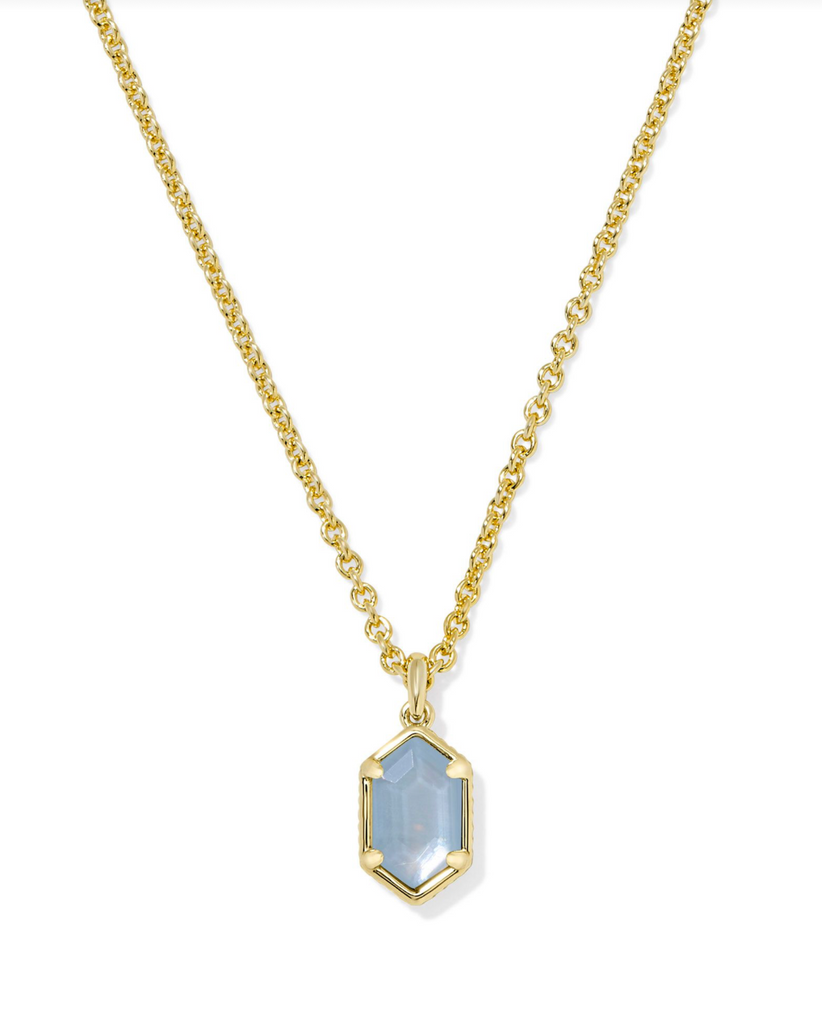 Hallie Pendant Necklace Jewelry Kendra Scott Gold Sky Blue Mother of Pearl