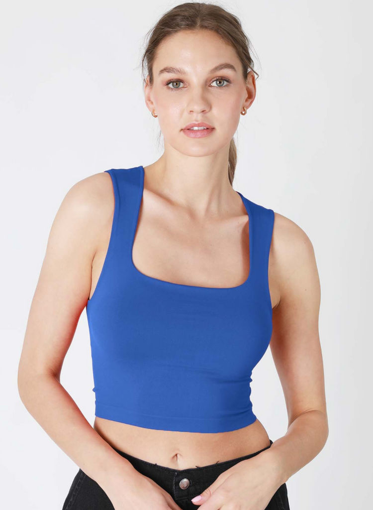 Clean Line Square Neck Tank Clothing Peacocks & Pearls Royal Blue O/S