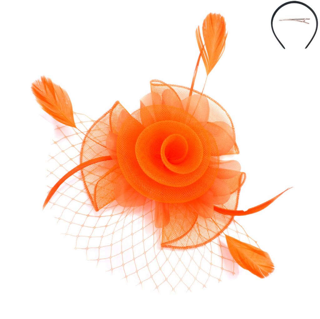 Just Dainty Enough Fascinator Accessories Peacocks & Pearls Orange