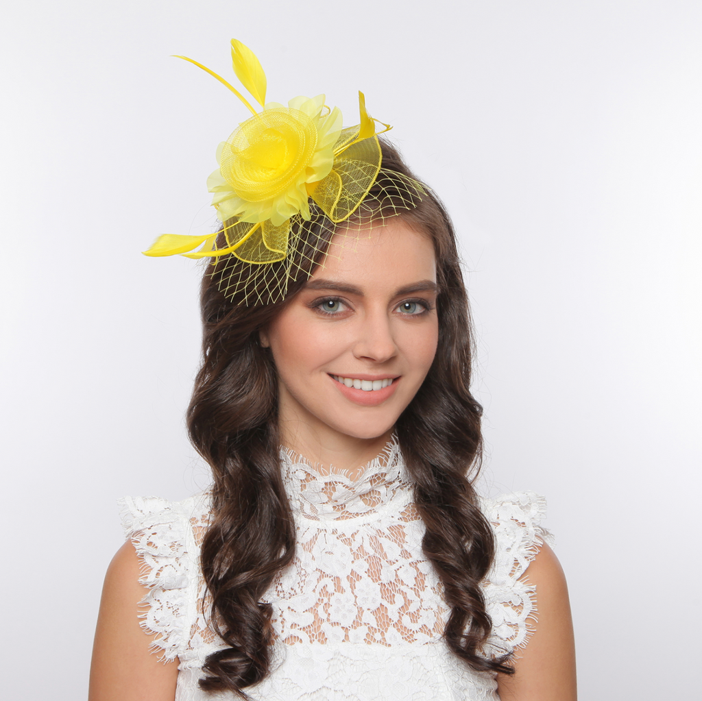 Just Dainty Enough Fascinator Accessories Peacocks & Pearls Yellow