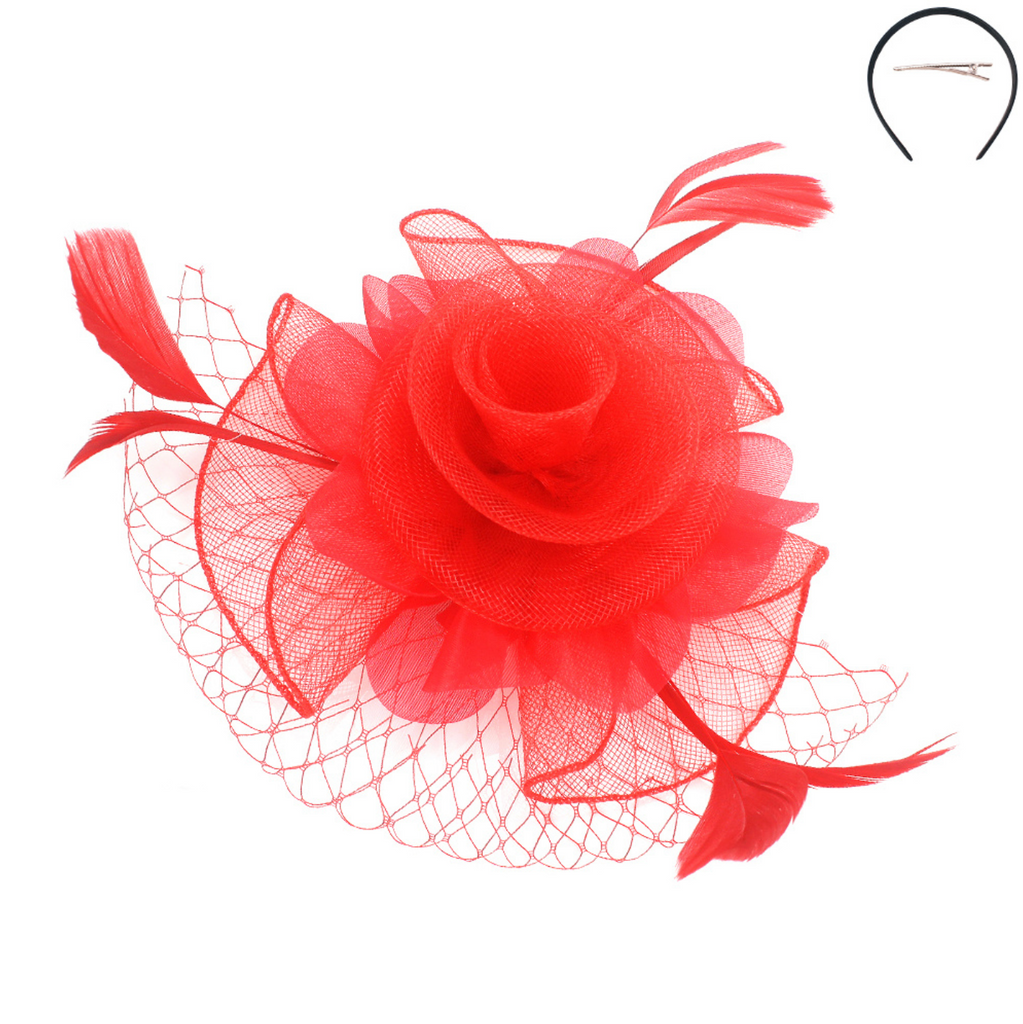 Just Dainty Enough Fascinator Accessories Peacocks & Pearls Red