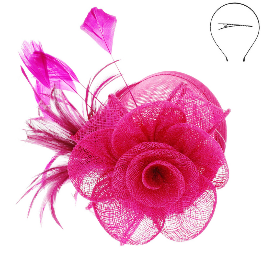 On Your Mind Fascinator Accessories Peacocks & Pearls Fuchsia