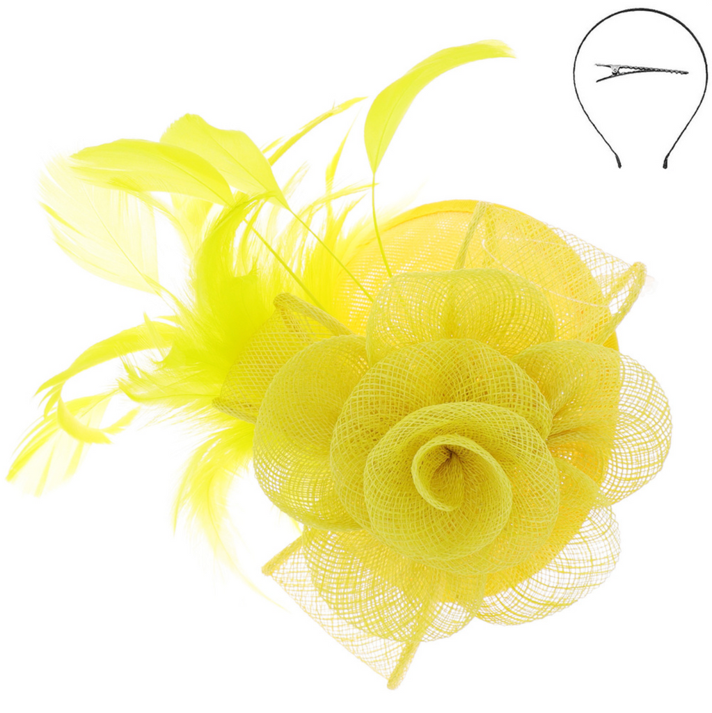 On Your Mind Fascinator Accessories Peacocks & Pearls Yellow