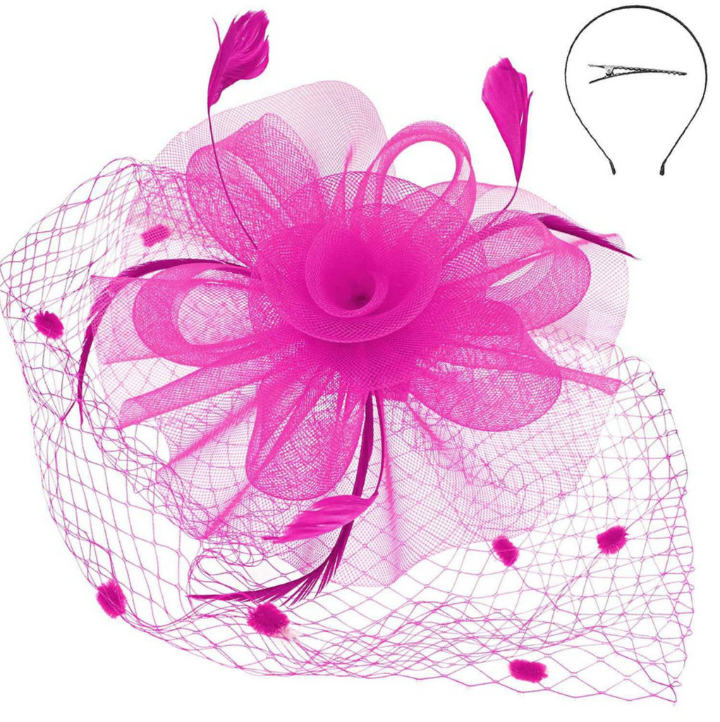 Dancing Whimsy Fascinator Accessories Peacocks & Pearls Fuchsia