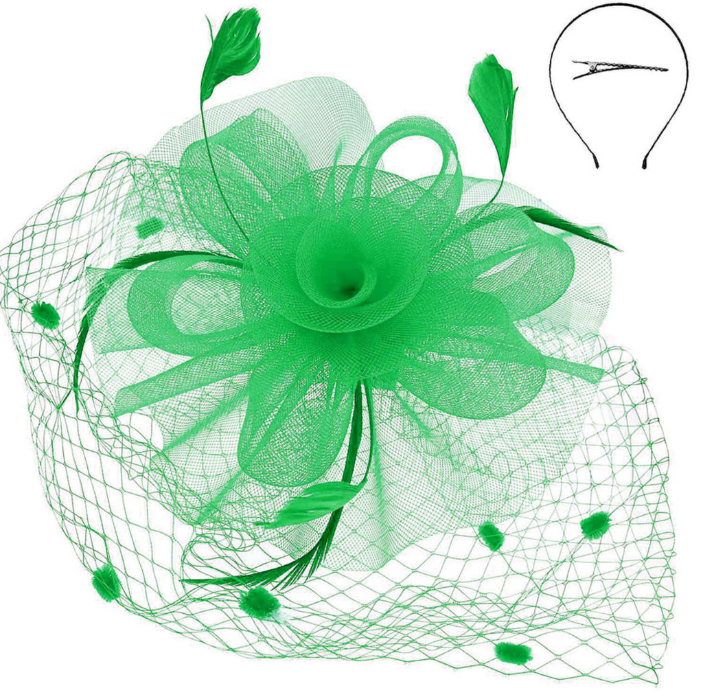 Dancing Whimsy Fascinator Accessories Peacocks & Pearls Green