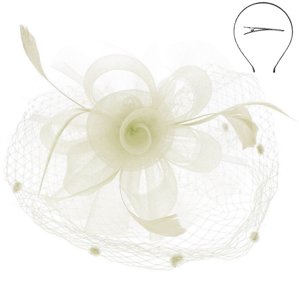 Dancing Whimsy Fascinator Accessories Peacocks & Pearls Ivory