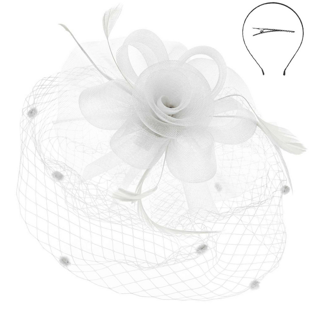 Dancing Whimsy Fascinator Accessories Peacocks & Pearls White