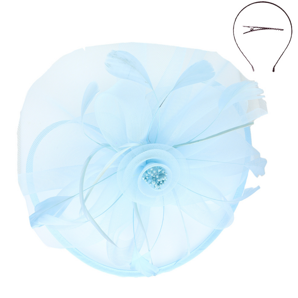 Full Of Fashion Fascinator Accessories Peacocks & Pearls Light Blue