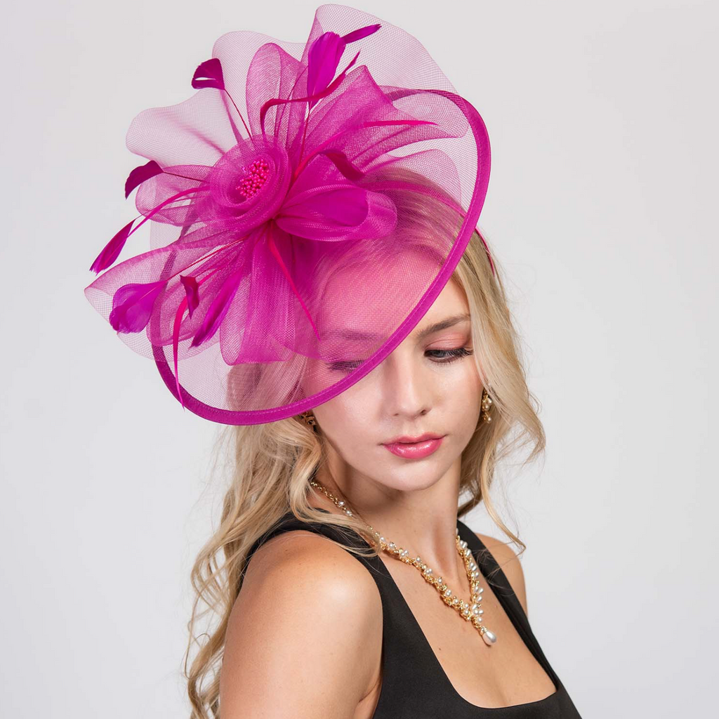 Full Of Fashion Fascinator Accessories Peacocks & Pearls Fuchsia