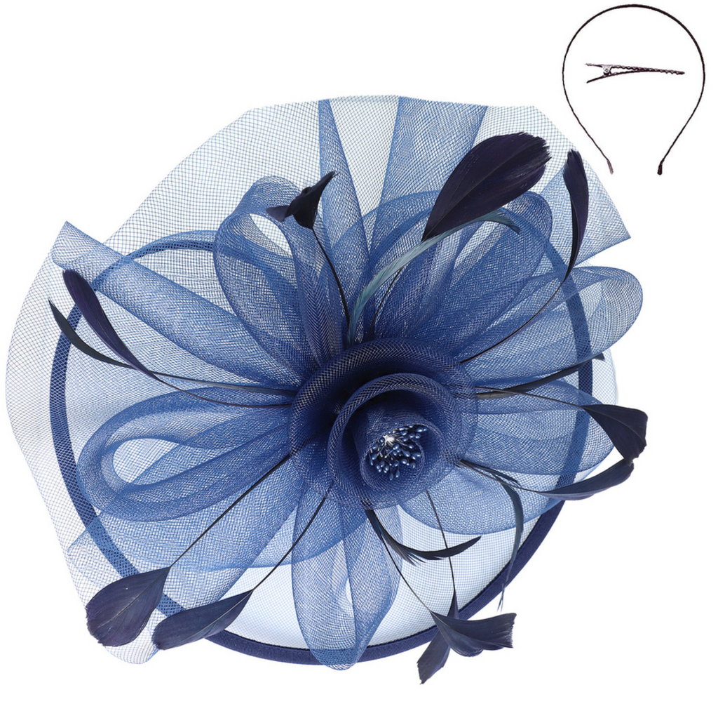 Full Of Fashion Fascinator Accessories Peacocks & Pearls Navy