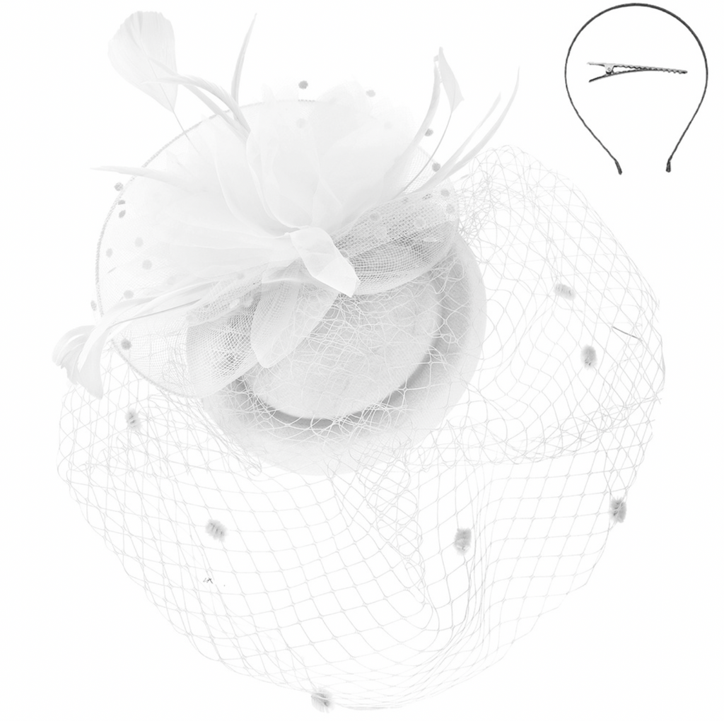 Never Forget Fascinator Accessories Peacocks & Pearls White