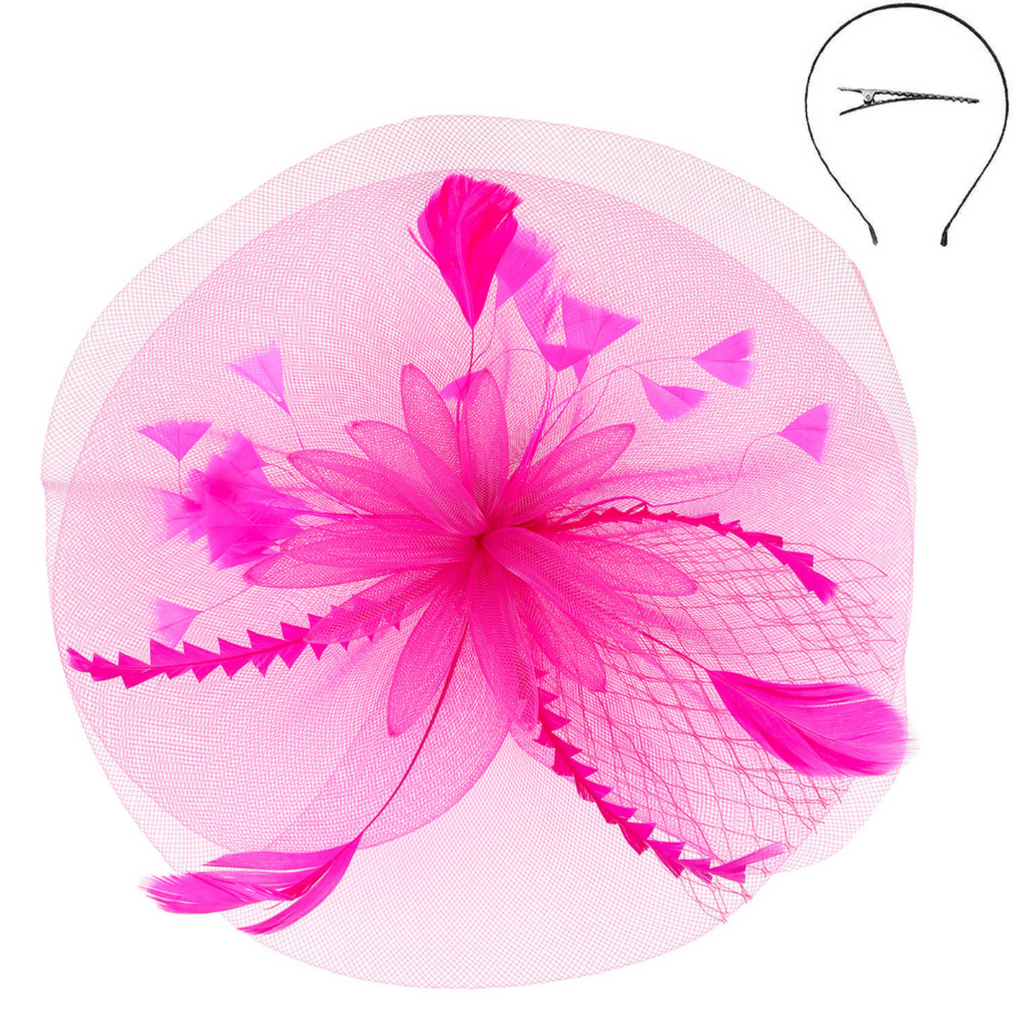 See You Soon Fascinator Accessories Peacocks & Pearls Fuchsia