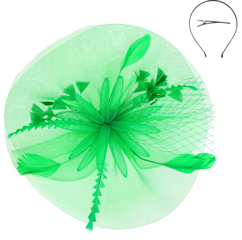 See You Soon Fascinator Accessories Peacocks & Pearls Green