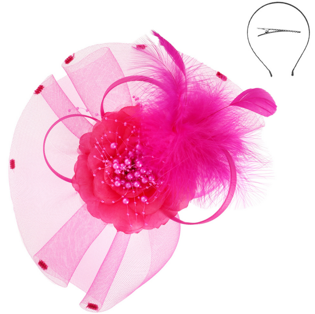 Triple Crown Fascinator Accessories Peacocks & Pearls Fuchsia