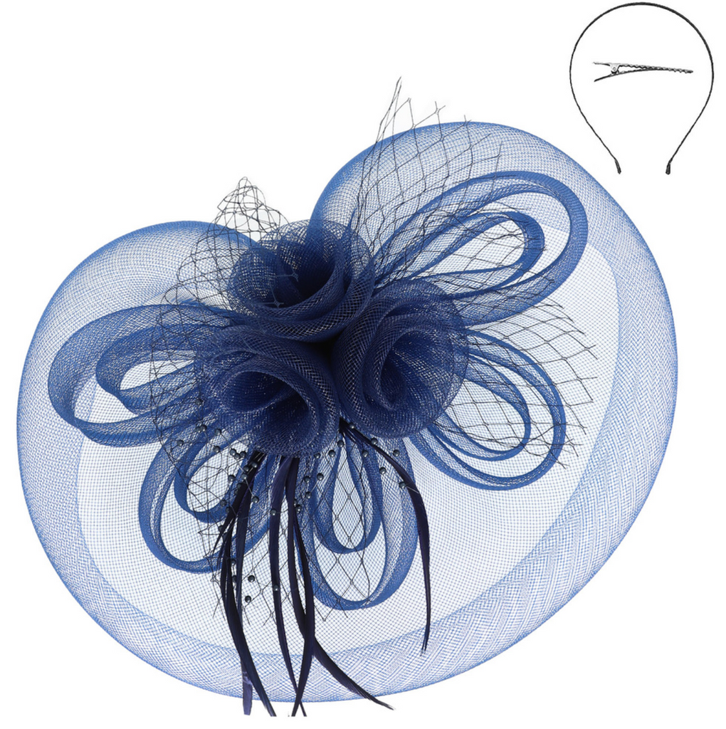 Always A Classic Fascinator Accessories Peacocks & Pearls Navy