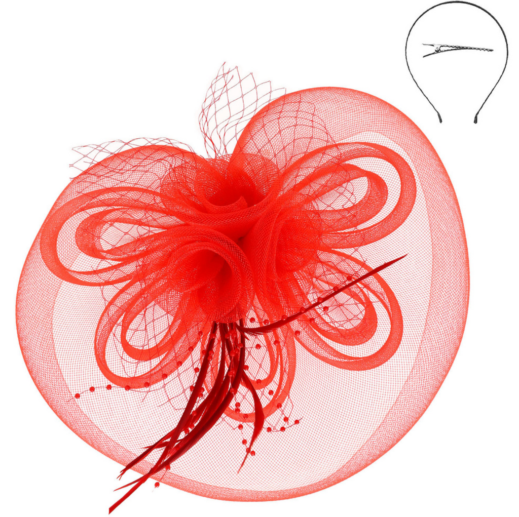 Always A Classic Fascinator Accessories Peacocks & Pearls Red