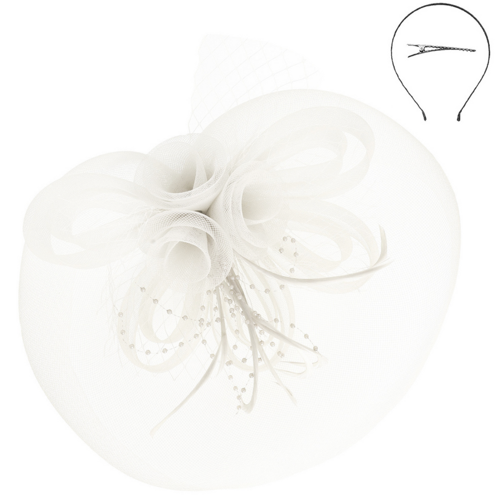 Always A Classic Fascinator Accessories Peacocks & Pearls White