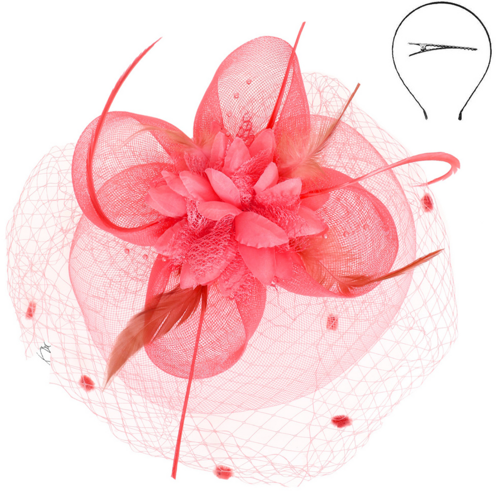 Take The Bet Fascinator Accessories Peacocks & Pearls Coral