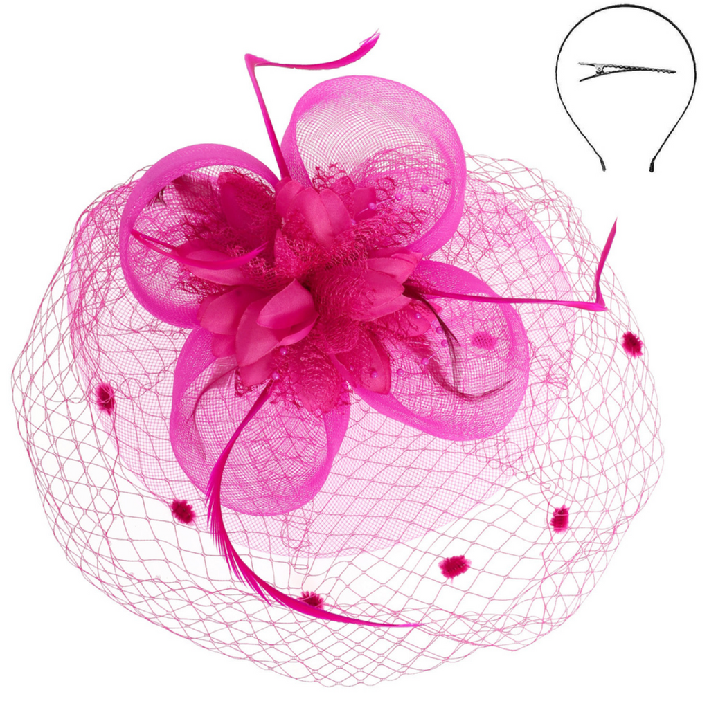 Take The Bet Fascinator Accessories Peacocks & Pearls Fuchsia